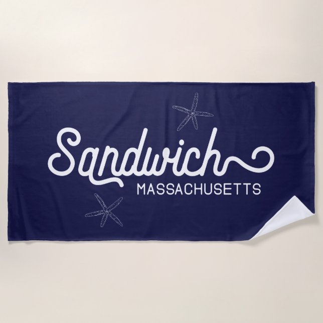 Toalla De Playa Sandwich Massachusetts Nautical (Anverso)