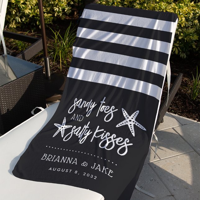 Toalla De Playa Sandy Toes Salty Besos Destino Boda Favor (Subido por el creador)