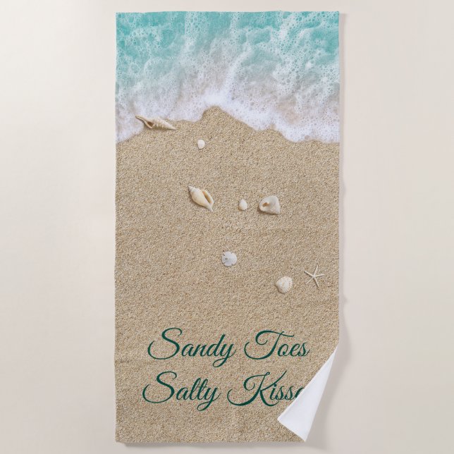 Toalla De Playa Sandy Toes Salty Kiss Turquoise Beach Waves (Anverso)