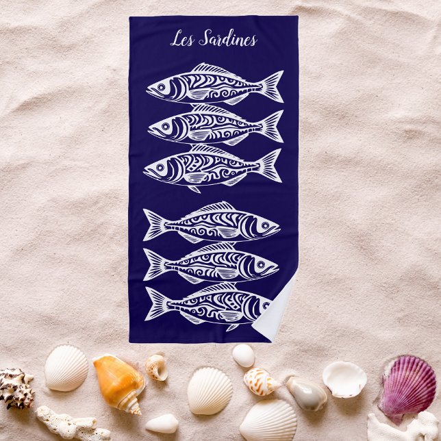 Toalla De Playa Sardinas-Azul Hawaiano (Les Sardines Hawaiian Fisherman Trend Beach Summer Beach Towel Dark Blue)