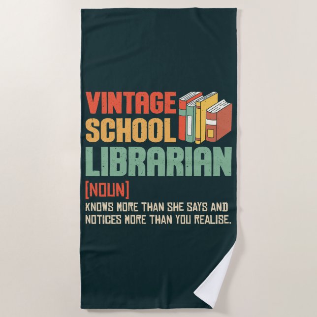 Toalla De Playa School Librarian Pronunciation Funny (Anverso)