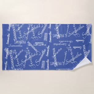 Toalla De Playa Script de nombre personalizado Monograma personali