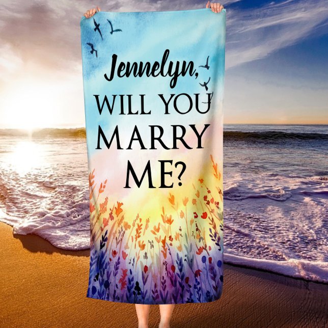 Toalla De Playa ¿Se Casará Conmigo? - Propuesta De Matrimonio Pers (Will You Marry Me - Personalized Marriage Proposal Beach Towel)