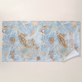 Toalla De Playa Sea Whispers Turtle Seahoris Starfish Personalizad