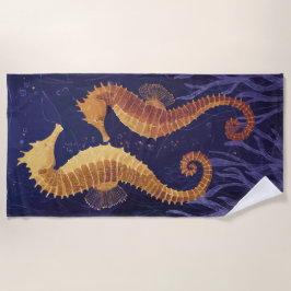 Toalla De Playa Seahorses Illustration – Elegant Ocean Art