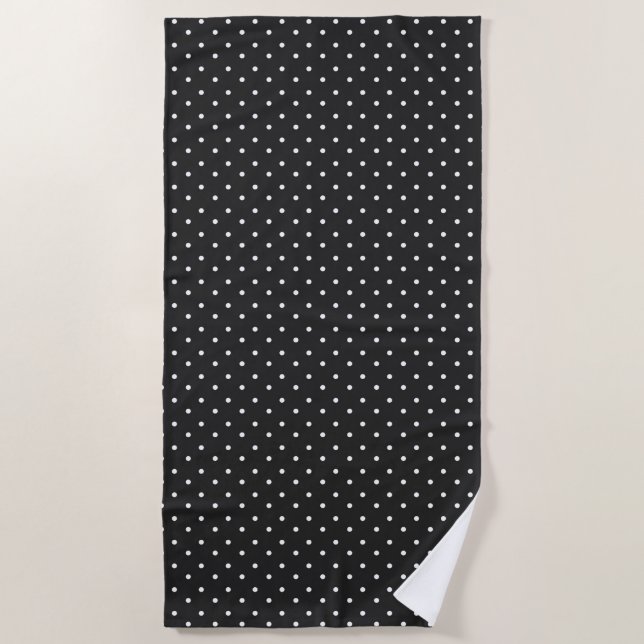 Toalla De Playa Seamless black and white polka dot pattern  (Anverso)