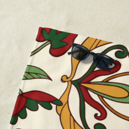 Toalla De Playa Seamless floral pattern with red and yellow 