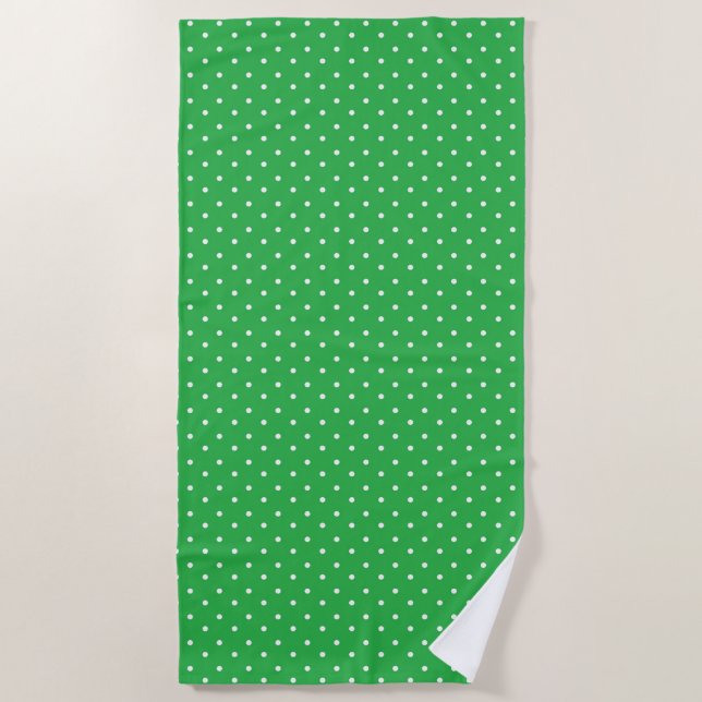Toalla De Playa Seamless green background polka dot pattern (Anverso)
