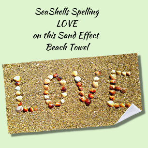 Toalla De Playa Seashells spell LOVE on Sand Effect