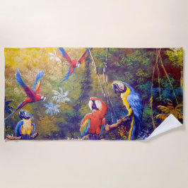 Toalla De Playa Selva de loro tropical amazónica