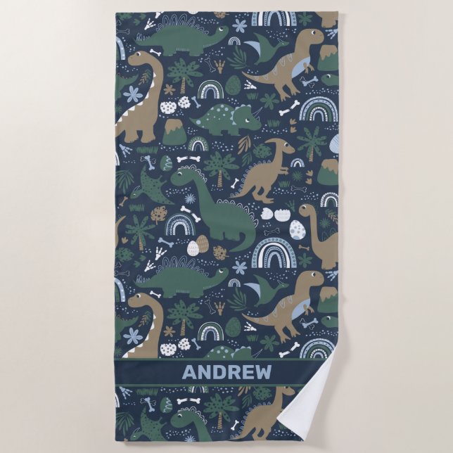Toalla De Playa Selva rusa de dinosaurios prehistórica personaliza (Anverso)