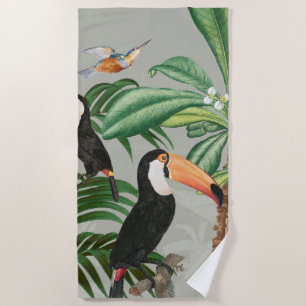 Toalla De Playa Selva tropical acuática y aves turcas