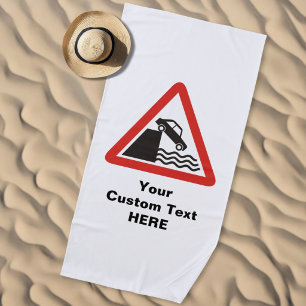Toalla De Playa Señal de advertencia en el muelle