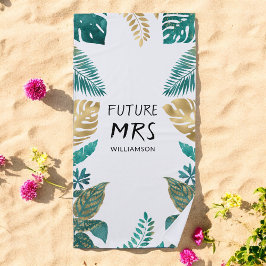 Toalla de playa Señora Futuro Tropical Verde Blanc
