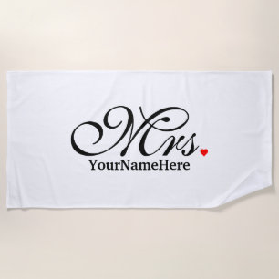 Toalla De Playa Señora personalizada Wife Bride His Hers se casa