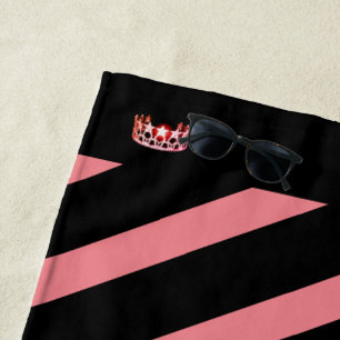 Toalla De Playa Señorita Estados Unidos Coral Stripe Crown Beach T
