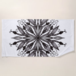 Toalla De Playa Serpiente gótica Mandala Tattoo negro y blanco
