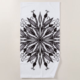 Toalla De Playa Serpiente gótica Mandala Tattoo negro y blanco