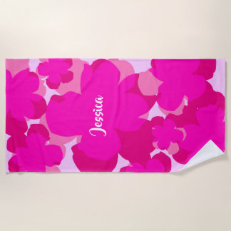 Toalla De Playa Serviette de plage Popflower rose