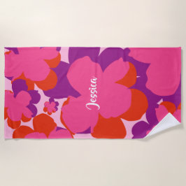 Toalla De Playa Serviette de plage Popflower rose/violet