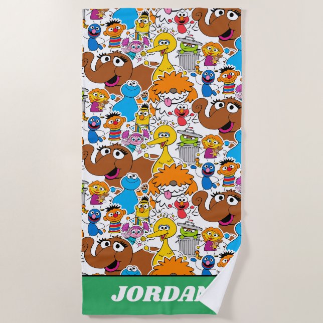 Toalla De Playa Sesame Street Pals Doodley Pattern
