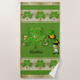 Toalla De Playa Shamrocks y un Leprechaun