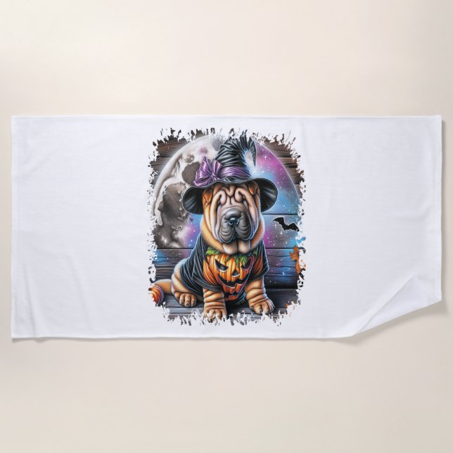 Toalla De Playa Shar Pei Dog Halloween Square (Anverso)