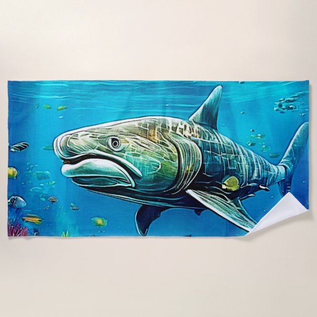 Toalla De Playa Shark Ocean Predator Art (Anverso)
