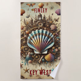 TOALLA DE PLAYA SHELL DE ESCALÓN DE STEAMPUNK WHIMSICAL WHACKY - T