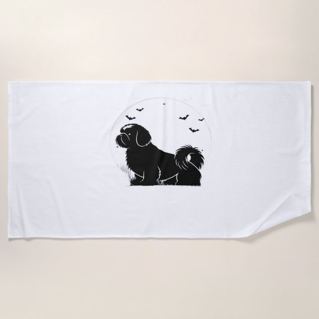Toalla De Playa Shih Tzu Dog - Halloween Moon Silhouette Classic T (Anverso)