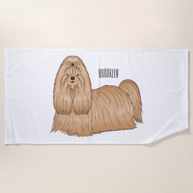 Toalla De Playa Shih tzu personalizado de pelo largo ilustracion (Anverso)