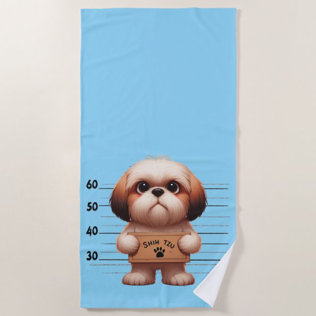 Toalla De Playa Shih Tzu travieso (Anverso)