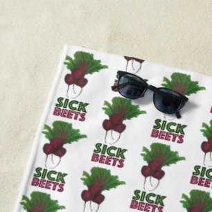 Toalla De Playa SICK BEETS Funny Vegetarian Red Beet Music DJ