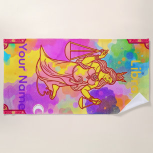 Toalla De Playa Signo de Astrología Libra Personalizado