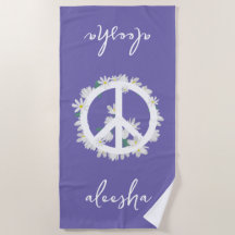 Signo de paz floral tropical morado personalizado