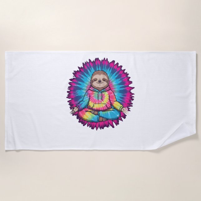Toalla De Playa Signo Hippie Sloth Peace Tie-Dy (Anverso)