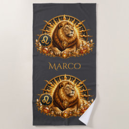 Toalla De Playa Signo Zodiacal Leo Personalizado