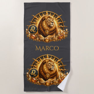 Toalla De Playa Signo Zodiacal Leo Personalizado
