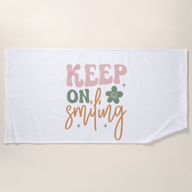 Toalla De Playa Sigue Sonriendo Cita Inspiradora Blanca (Anverso)