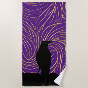 Toalla De Playa Silhouette Blue Bird Black Raven