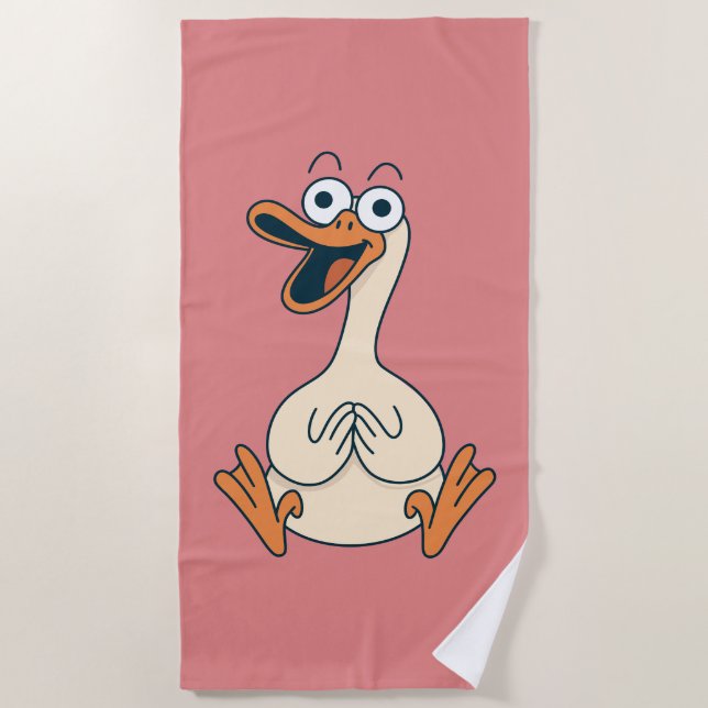 Toalla De Playa Silly Goose, Quirky, Funny Cartoon Goose (Anverso)