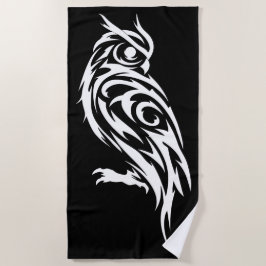 Toalla De Playa Silueta de búho tribal diseño de animal minimalist