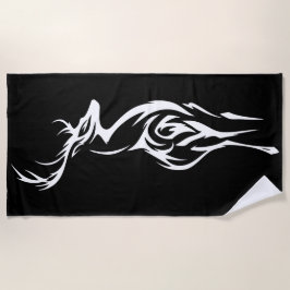Toalla De Playa Silueta de ciervo tribal diseño minimalista negro 