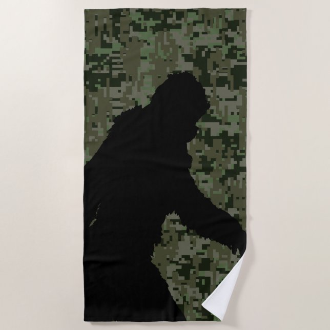 Toalla De Playa Silueta Squatchin de Sasquatch Bigfoot (Anverso)