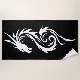 Toalla De Playa Silueta Tribal de Doberman Minimalista en Blanco y