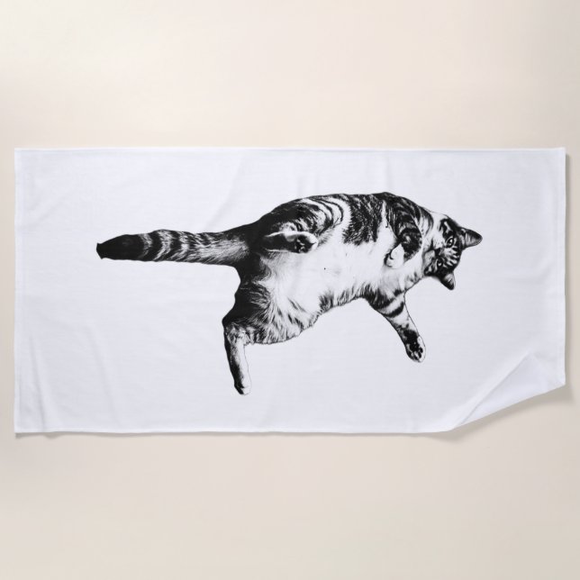 Toalla De Playa Silvery Shade Tabby (Anverso)
