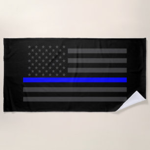 Toalla De Playa Simbólico Thin Blue Line: Imagen de la bandera de