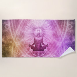 Toalla De Playa Símbolo chakra mediador yoga morado