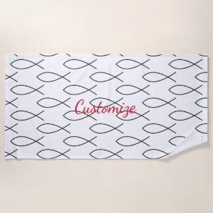 Toalla De Playa Símbolo cristiano de pescado Ichthys Thunder_Cove