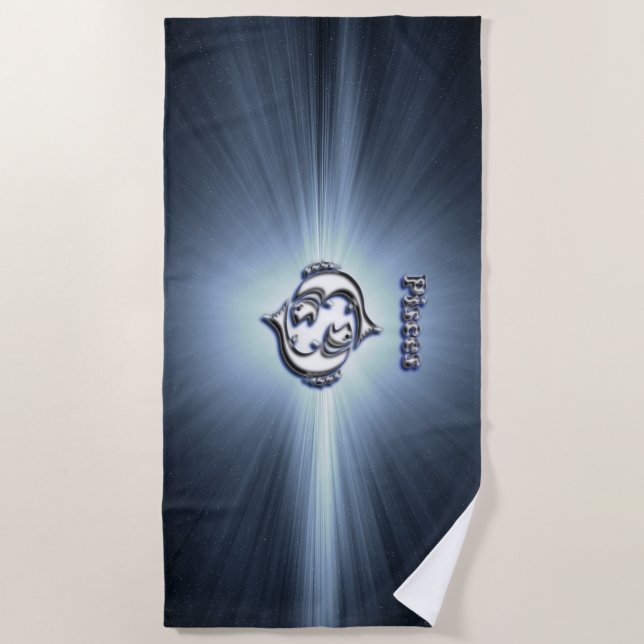 Toalla De Playa Símbolo de cromo de Pisces (Anverso)